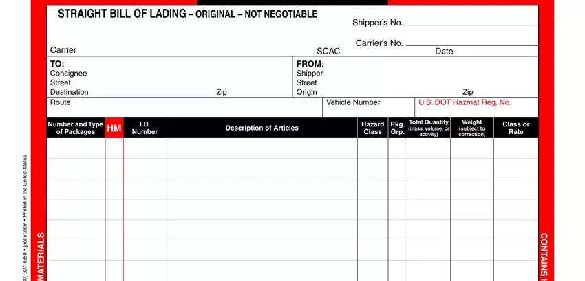 portion of fields in hazardous materials shipping forms