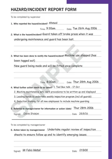 Hazard Report Form Preview