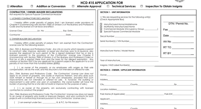 hcd 415 application spaces to fill out