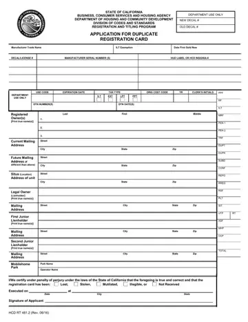 Hcd 481 2 Form Preview