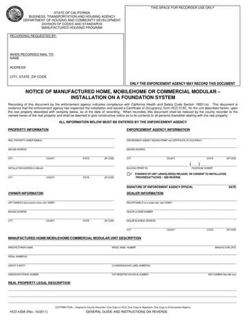 Hcd Form 433A Preview
