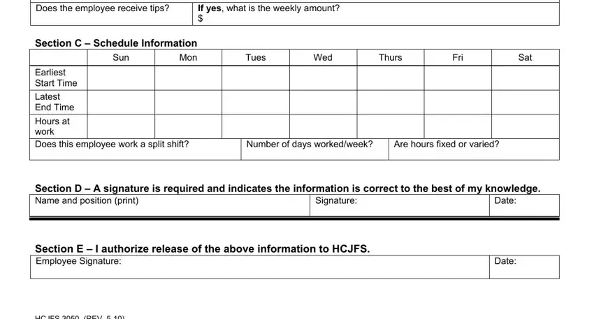 Filling out odjfs employment verification form step 2