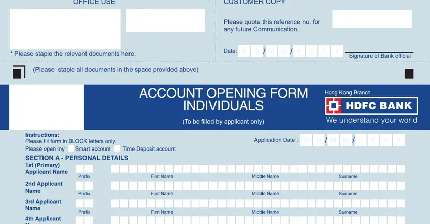 step 1 to writing hdfc zero balance account online application