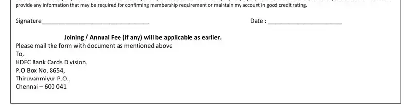how to get new credit card after expiry date hdfc Declaration I hereby request for, Signature Date, Joining  Annual Fee if any will be, and Please mail the form with document blanks to insert