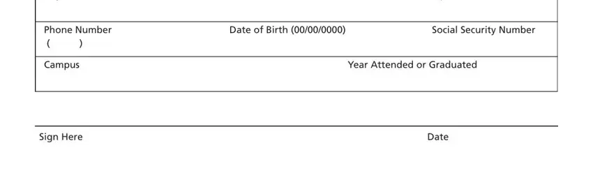 Entering details in heald college official transcript request step 2