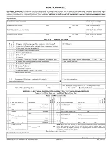 Health Appraisal Form Preview