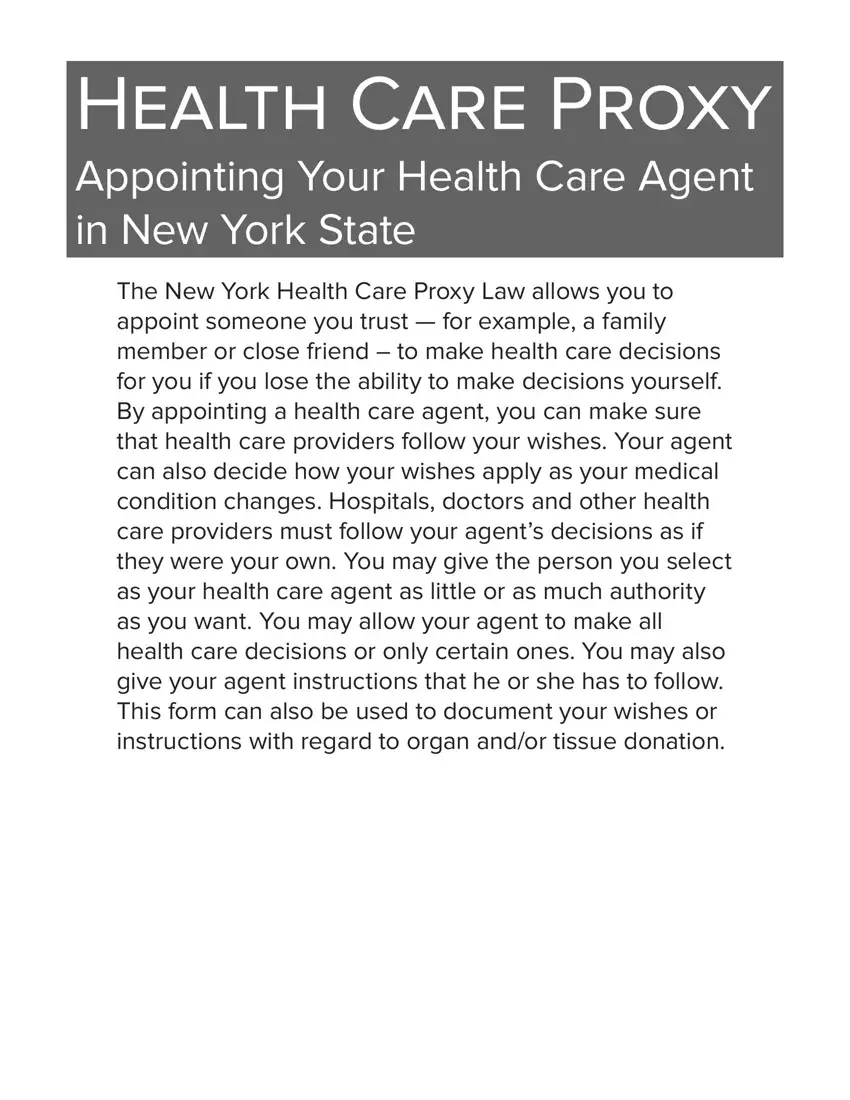 Health Care Proxy Form first page preview