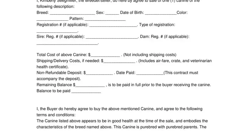 health contract for puppy empty spaces to fill out