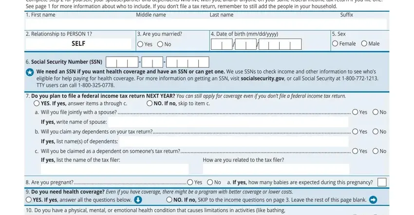 step 5 to filling out health insurance application form