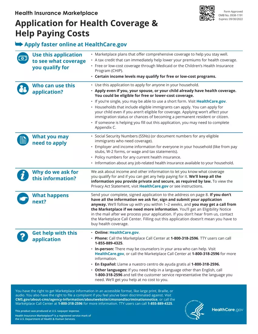 Health Insurance Application first page preview