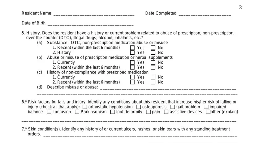 Filling in care practitioner physical assessment form part 3