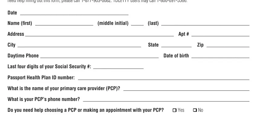 entering details in medicare health risk assessment questionnaire form part 1