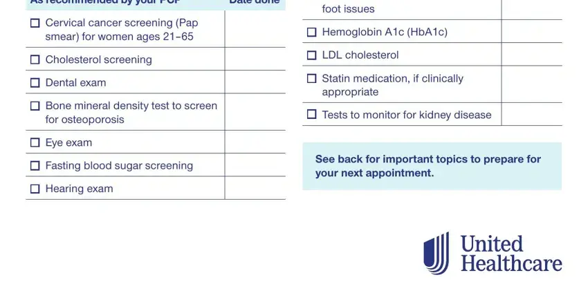 Finishing uhc annual wellness form part 2