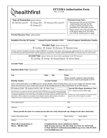 Healthfirst Eft Era Authorization Form Preview