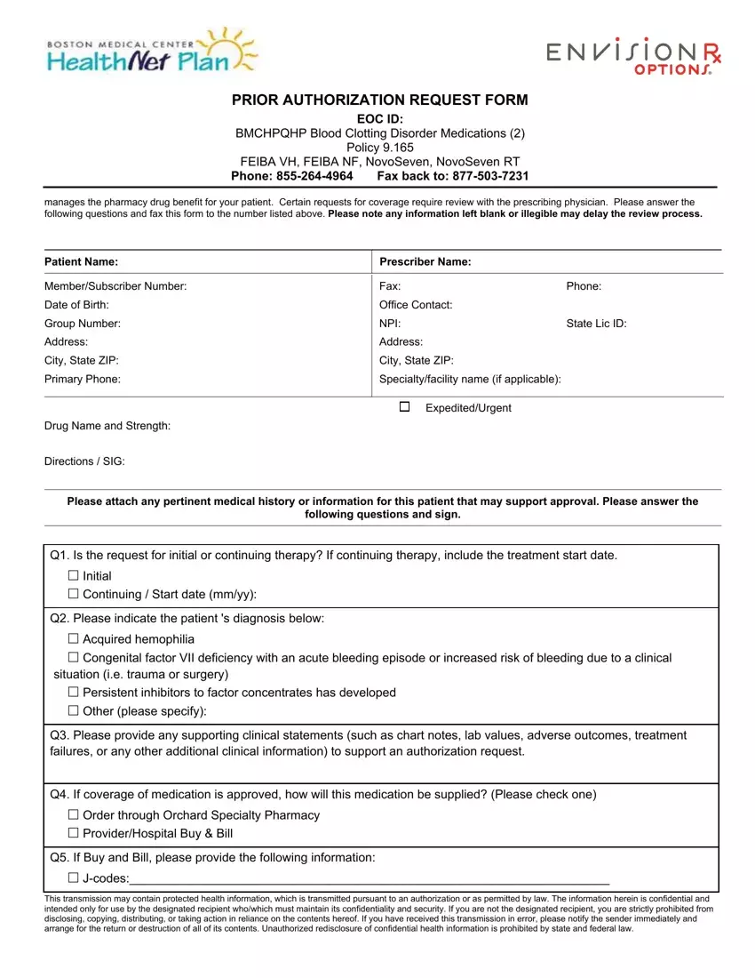 Healthnet Prior Authorization Form first page preview