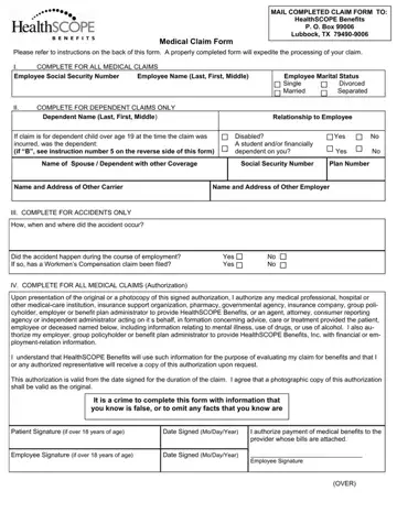 Healthscope Medical Claim Form Preview
