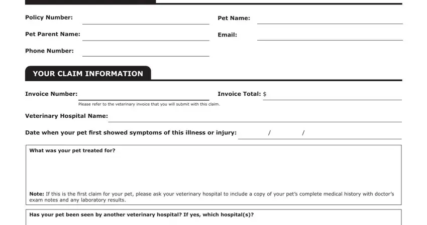 filling in pet us claims form stage 1