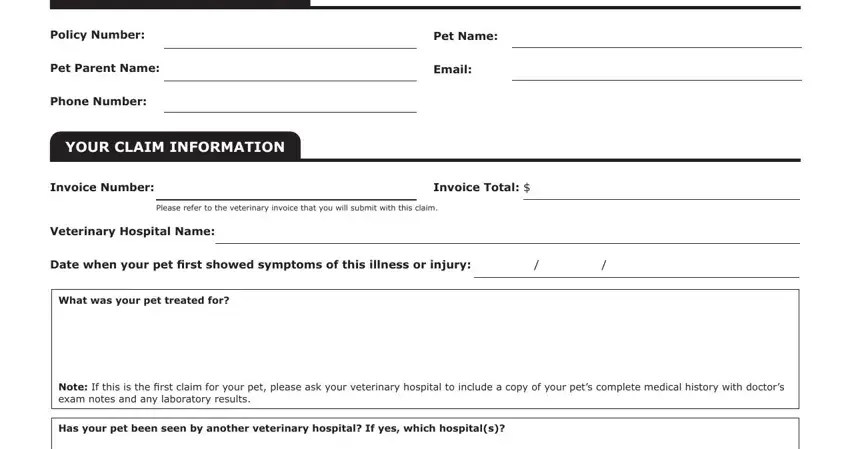 filling in claim pet claims stage 1