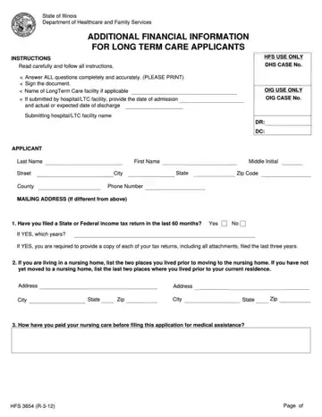 HFS 3654 Form Illinois Preview