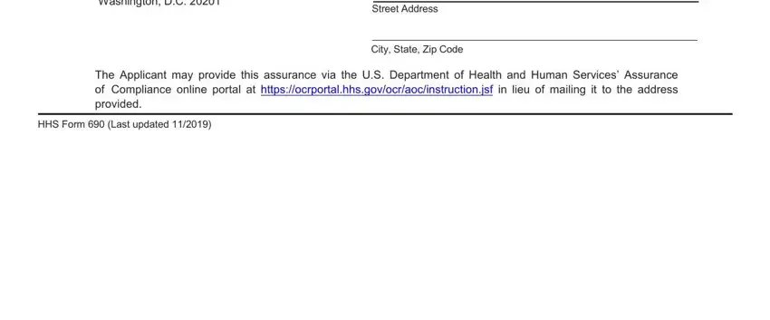 Hhs 690 Form US Department of Health  Human, Street Address, City State Zip Code, The Applicant may provide this, and HHS Form  Last updated fields to fill