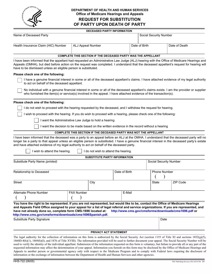 Hhs 722 Form first page preview