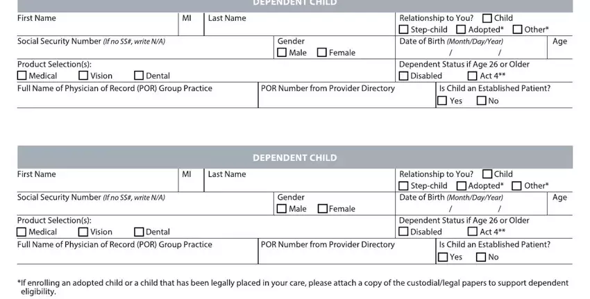 step 4 to filling out highmark enrollmentr form