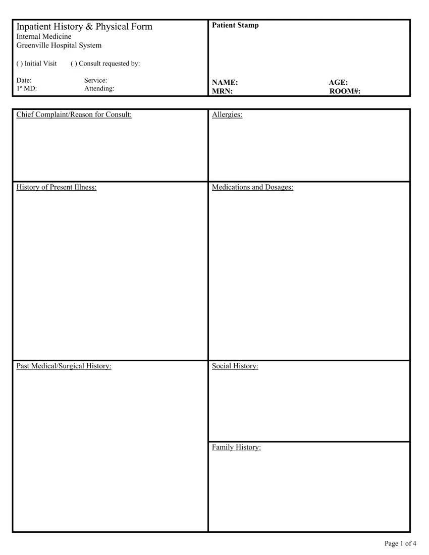 History And Physical Form Fill Out Printable PDF Forms Online