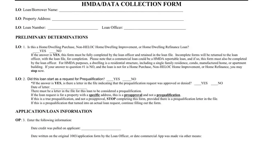 portion of fields in hmda collection form sample