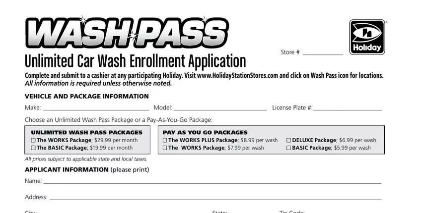 filling out holiday unlimited car wash part 1