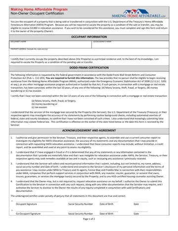 Home Affordable Program Non Owner Form Preview