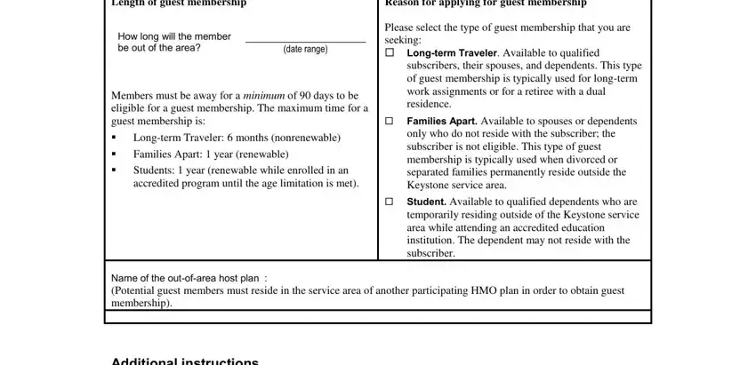 Filling out keystone health plan east away from home step 3