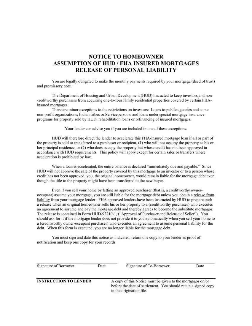 Homeowner Assumption Hudfha first page preview