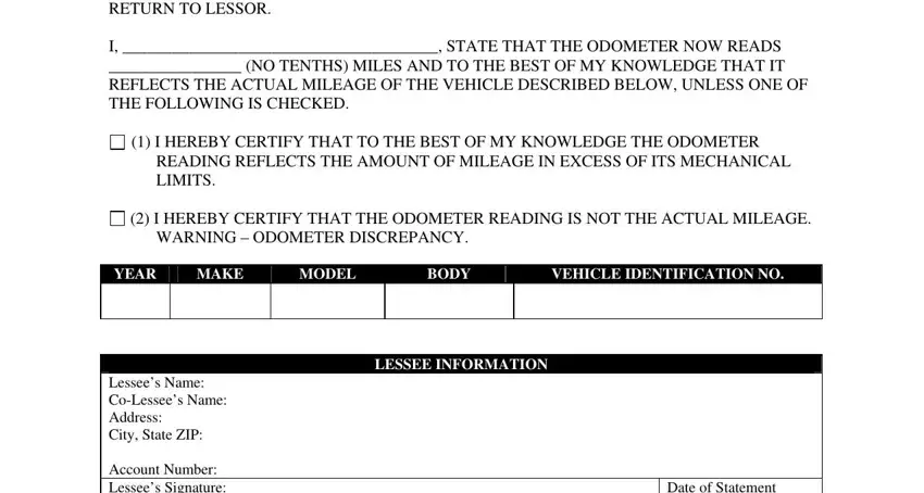 odometer lease empty fields to complete