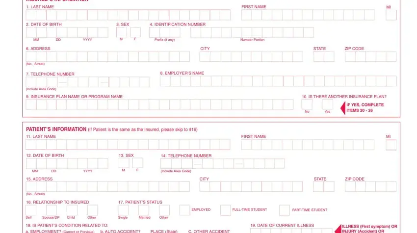 horizon health insurance form fields to fill out