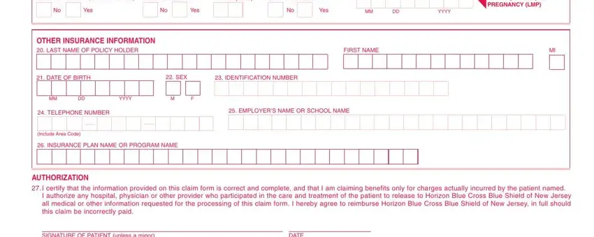 step 2 to completing horizon health insurance form