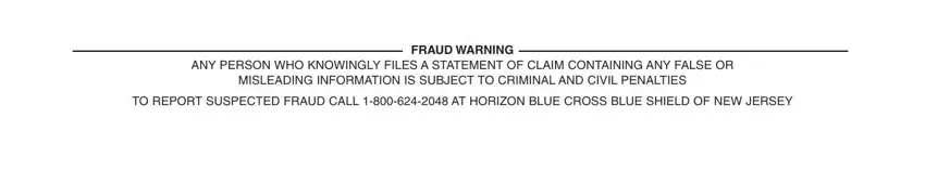 horizon health insurance form FRAUD WARNING ANY PERSON WHO, and TO REPORT SUSPECTED FRAUD CALL  AT blanks to insert