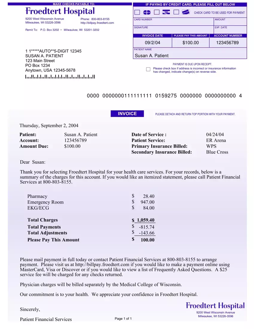 Hospital Bill Form first page preview