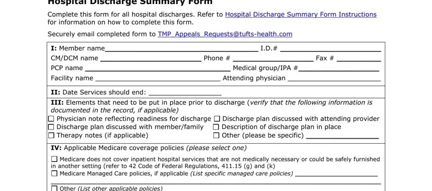 step 1 to filling in Hospital Discharge Forms Download