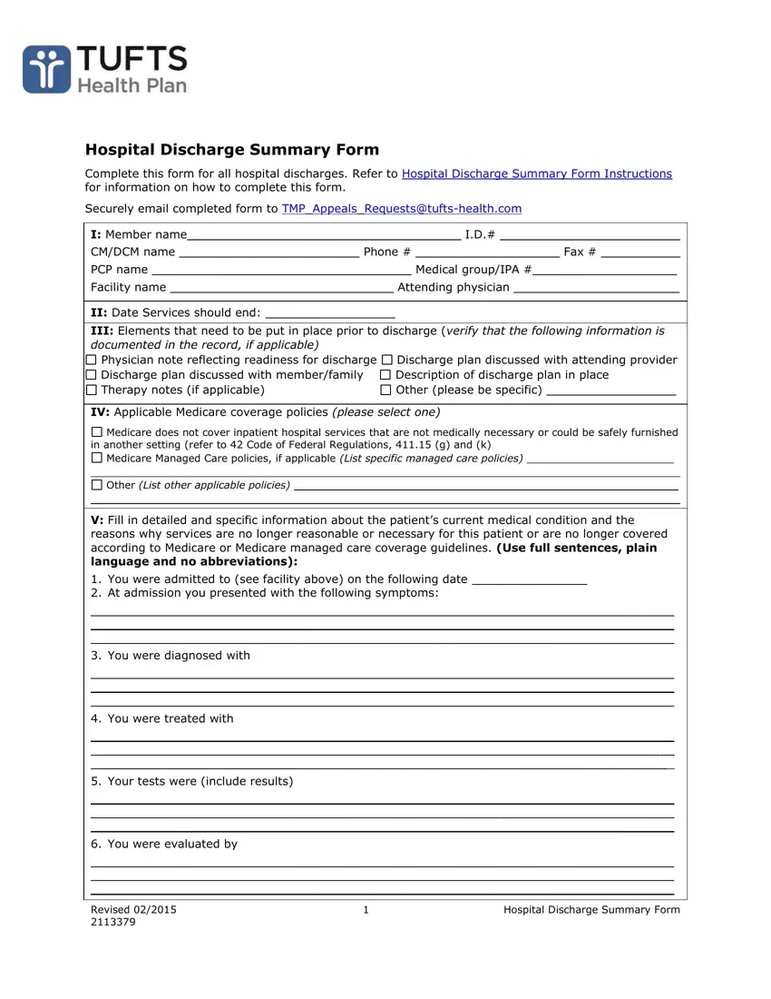 Hospital Discharge Forms Download first page preview