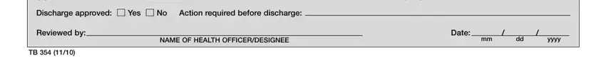 atlanta georgia hospital discharge papers COMPLETED BY THE HEALTH DEPARTMENT, BTBC NUMBER, Discharge approved cid Yes cid No, Reviewed by, NAME OF HEALTH OFFICERDESIGNEE, Date, and mm dd yyyy blanks to fill out