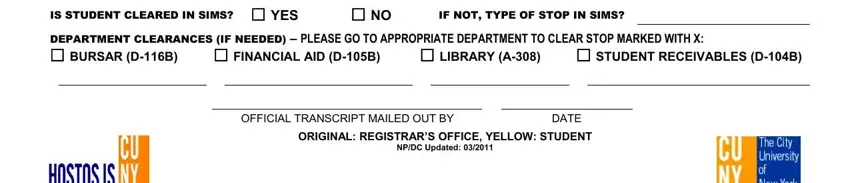 Filling in hostos community transcript part 3