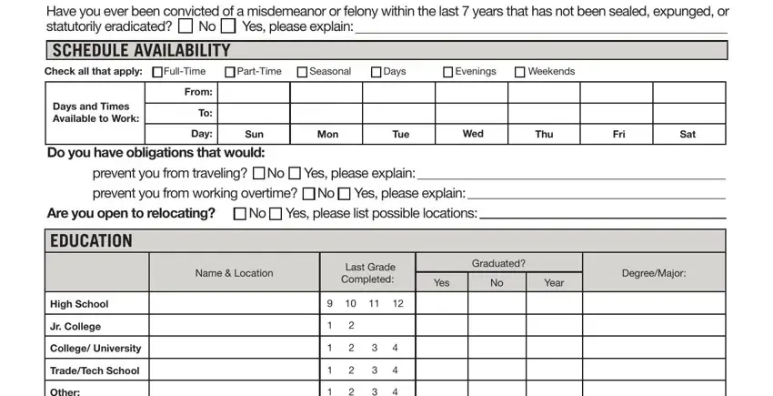 Completing hot topic application form printable step 2