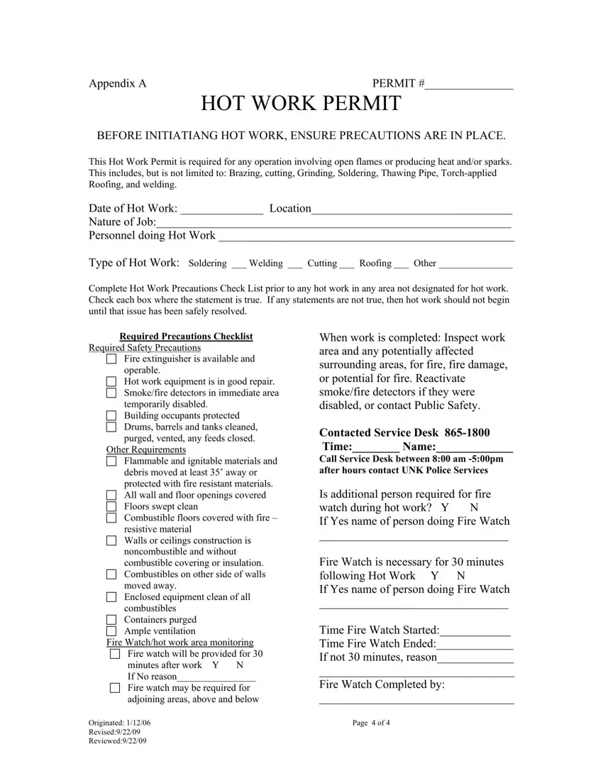 Hot Work Permit first page preview