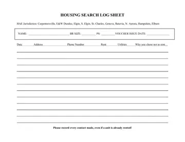 Housing Search Sheet Form Preview