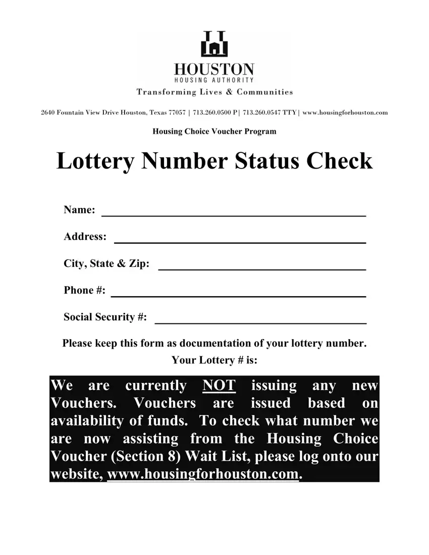 Houston Housing Lottery first page preview