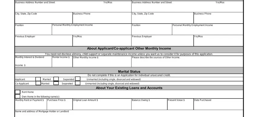 step 2 to entering details in bank application form example