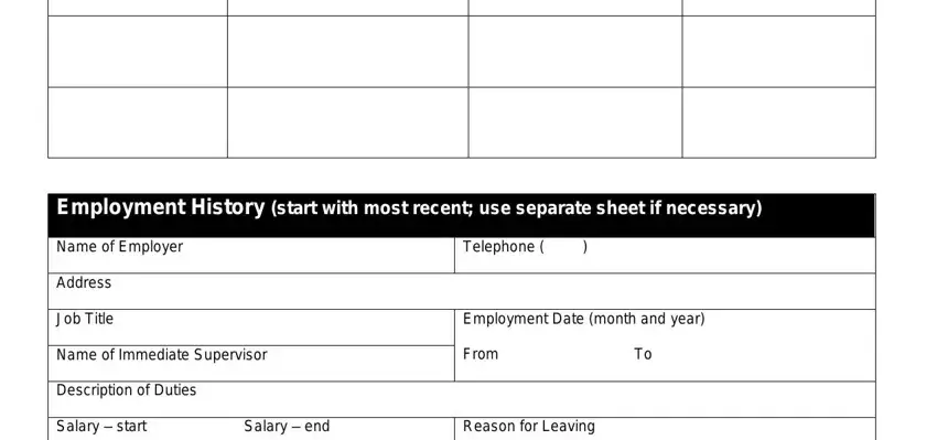 Filling in howards industries application step 5