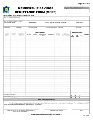 Hqp Pff 053 Form Preview
