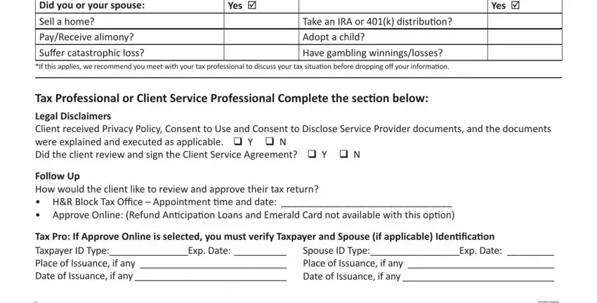 Completing h r block tax drop off part 4