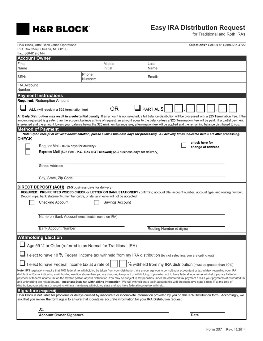 Hr Block Form Ira first page preview